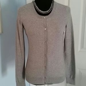 Talbots  basic Grey Heather Charming cardigan